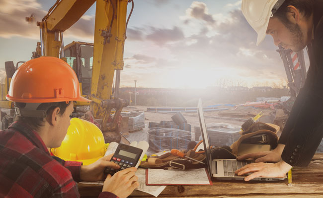 Groundworks meeting at construction site in North Wales