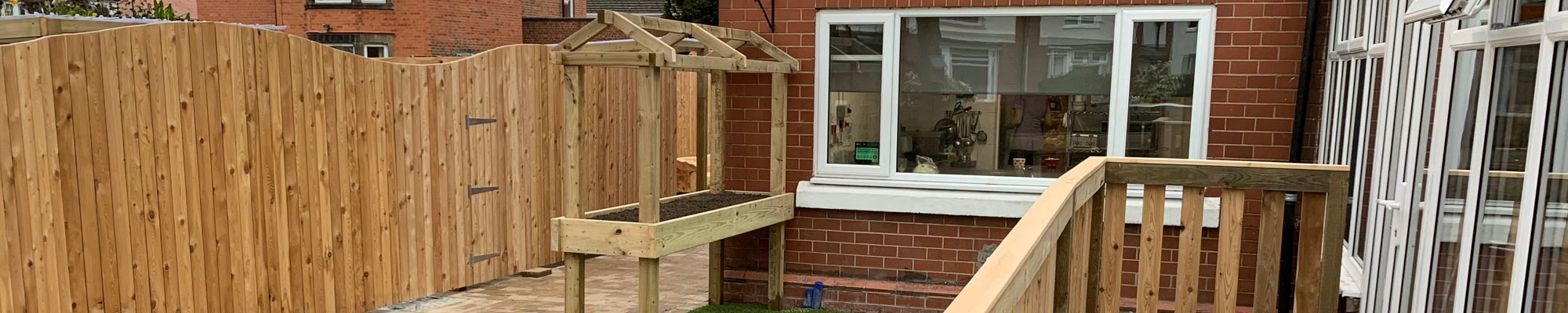 Completed outdoor area at care home in North Wales